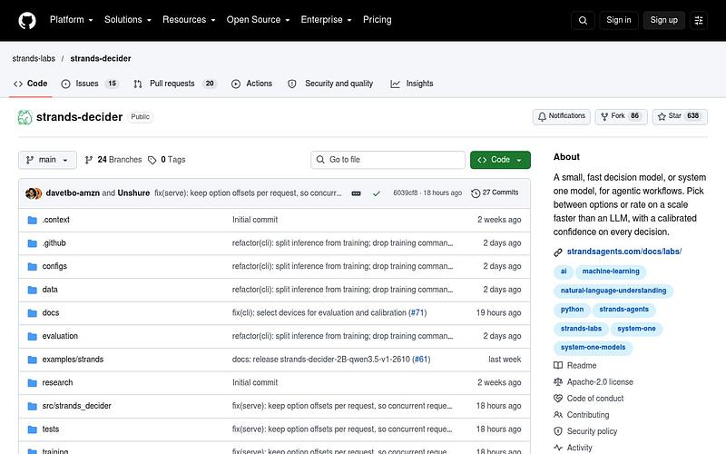 Screenshot of Strands Decider webpage