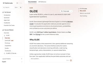 Screenshot of Fastino GLiDE webpage