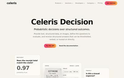 Screenshot of Celeris-1 Decision webpage