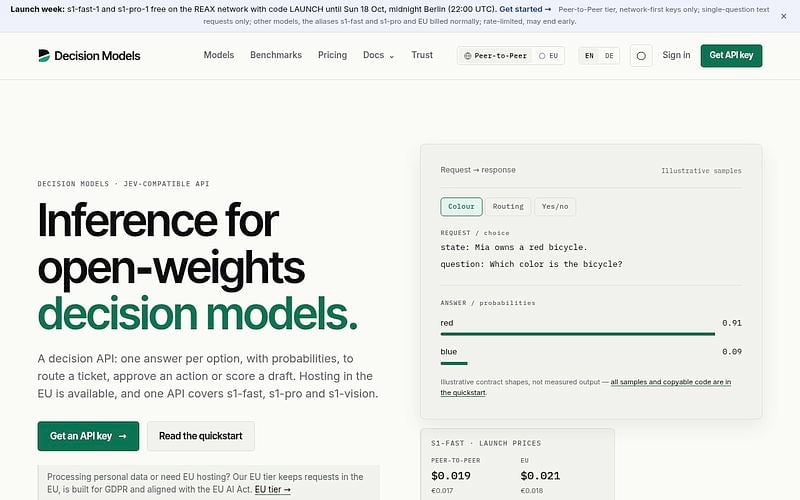 Screenshot of Decision Models webpage