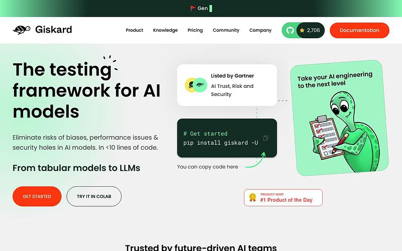 Screenshot of Giskard webpage