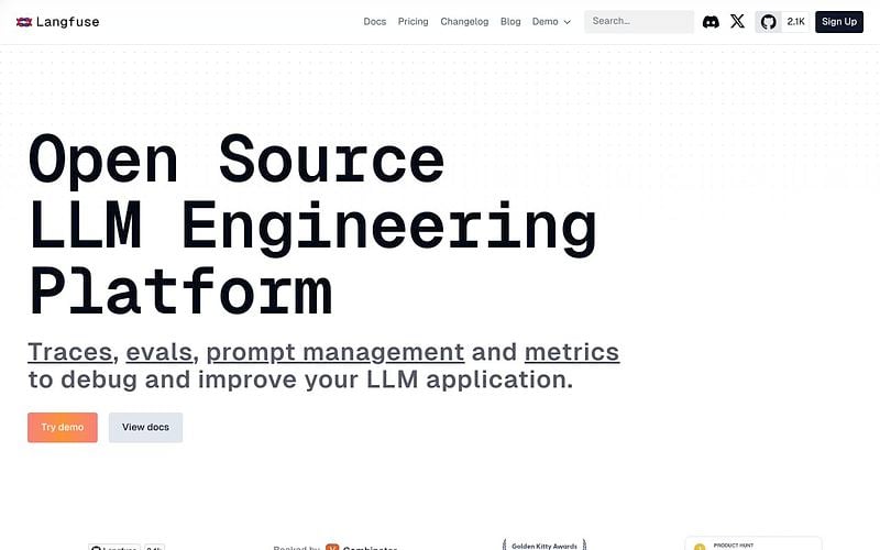 Screenshot of Langfuse webpage