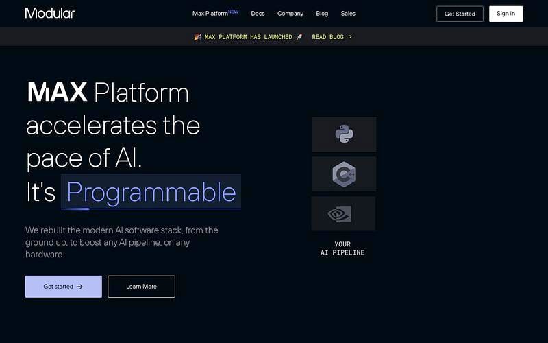 Screenshot of Modular webpage