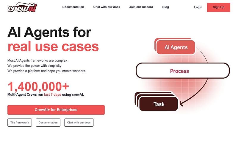 Screenshot of CrewAI webpage