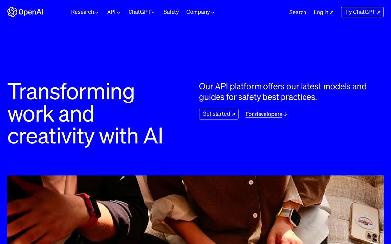Screenshot of OpenAI webpage