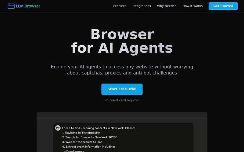 Screenshot of LLM Browser webpage