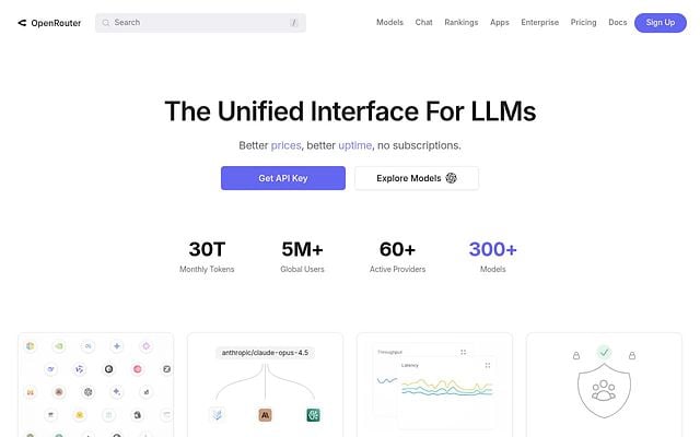 Screenshot of OpenRouter webpage
