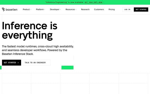 Screenshot of Baseten webpage