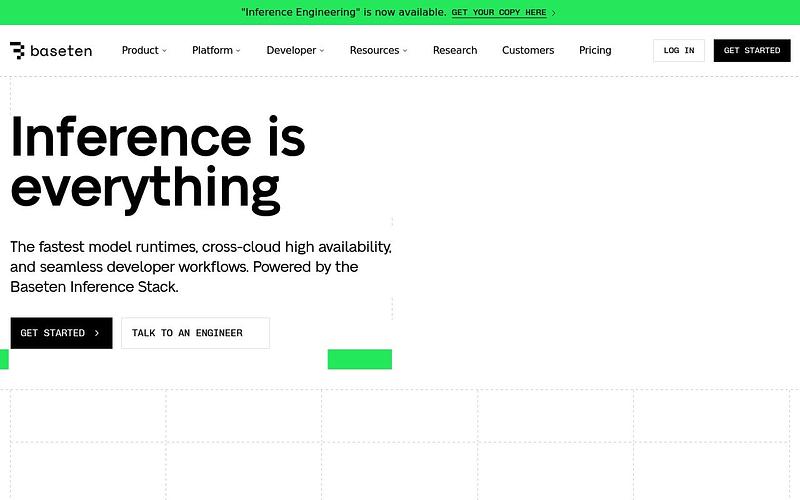 Screenshot of Baseten webpage
