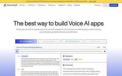 Screenshot of AssemblyAI webpage