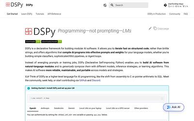 Screenshot of DSPy webpage