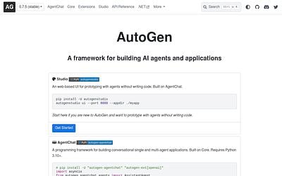 Screenshot of AutoGen webpage
