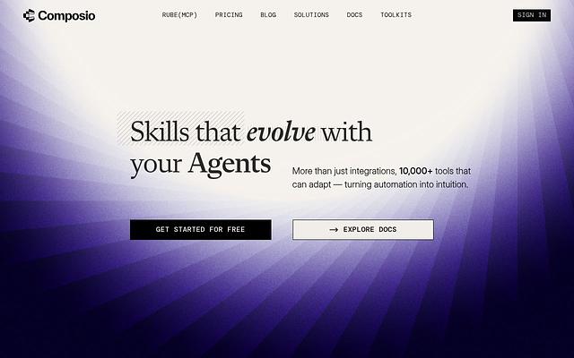 Screenshot of Composio webpage