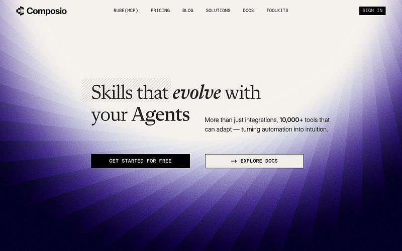 Screenshot of Composio webpage