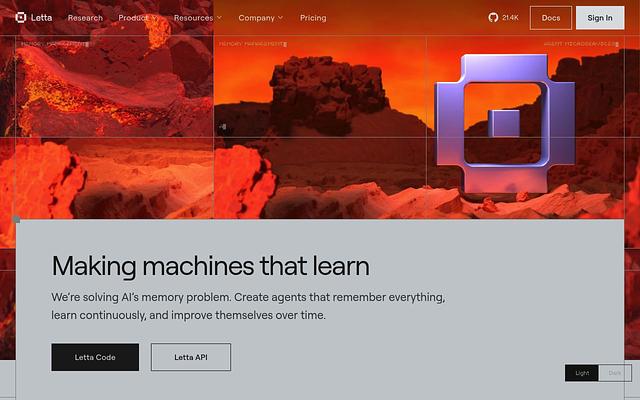 Screenshot of Letta webpage