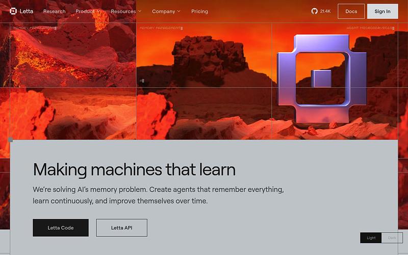 Screenshot of Letta webpage