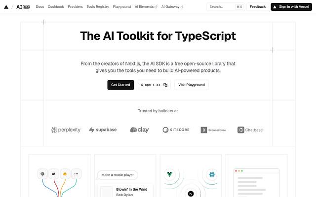 Screenshot of Vercel AI SDK webpage