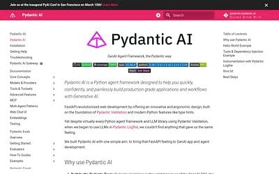 Screenshot of Pydantic AI webpage