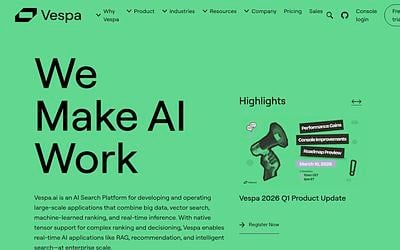 Screenshot of Vespa webpage