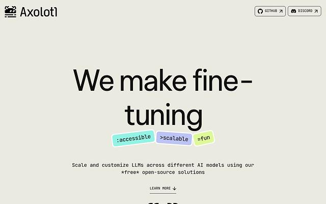 Screenshot of Axolotl webpage