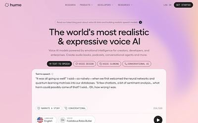 Screenshot of Hume AI webpage