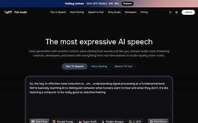 Screenshot of Fish Audio webpage