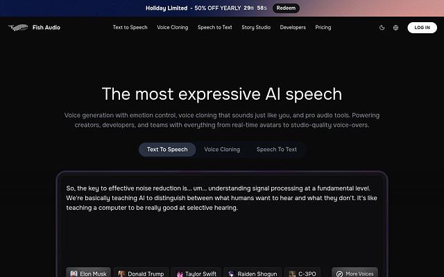 Screenshot of Fish Audio webpage