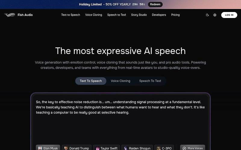 Screenshot of Fish Audio webpage