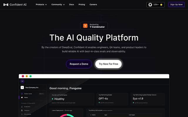 Screenshot of DeepEval webpage