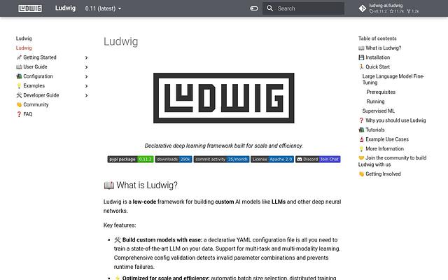 Screenshot of Ludwig webpage