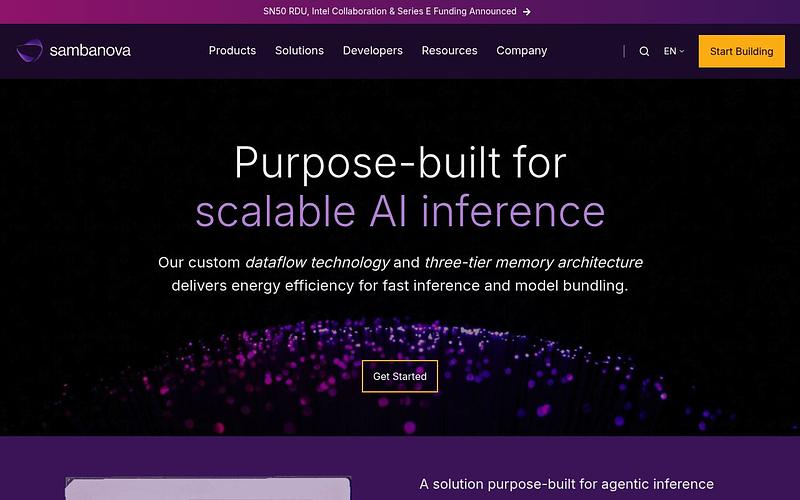 Screenshot of SambaNova webpage