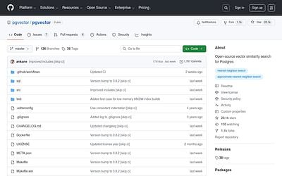 Screenshot of pgvector webpage