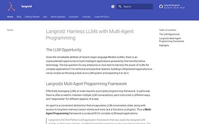 Screenshot of Langroid webpage