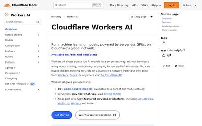 Screenshot of Cloudflare Workers AI webpage