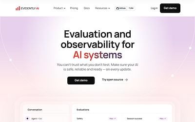 Screenshot of Evidently AI webpage