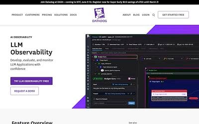 Screenshot of Datadog LLM Observability webpage