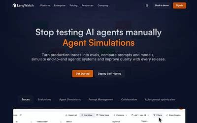 Screenshot of LangWatch webpage