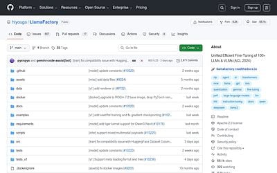Screenshot of LLaMA-Factory webpage
