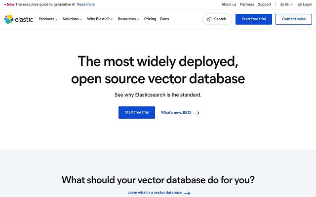 Screenshot of Elasticsearch webpage