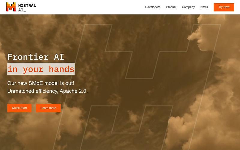 Screenshot of Mistral webpage