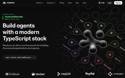 Screenshot of Mastra webpage