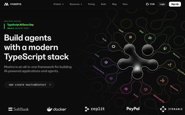 Screenshot of Mastra webpage