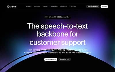 Screenshot of Gladia webpage