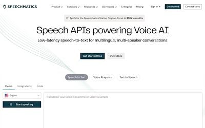 Screenshot of Speechmatics webpage