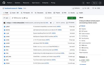 Screenshot of FAISS webpage