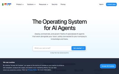 Screenshot of Dust webpage