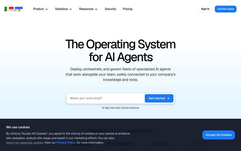 Screenshot of Dust webpage